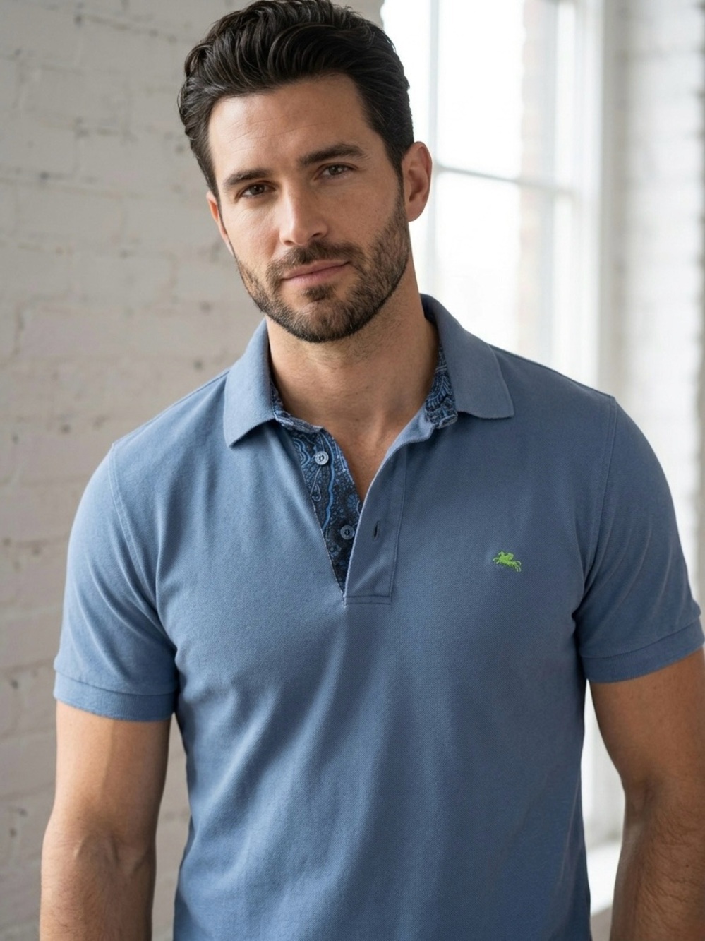 ETRO Milano Blue Pique Polo Shirt | Italian Luxury Short Sleeve Luxury Designer